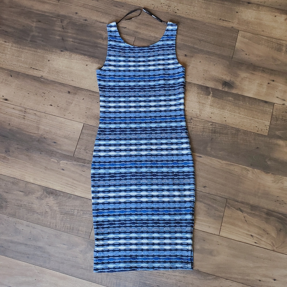 Blockout Scuba Sleeveless Blue pattern dress
